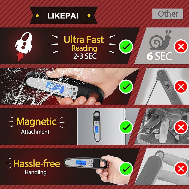 LIKEPAI Wireless Instant Read Stainless Steel Kitchen Cooking bbq Thermometer Food Thermometer Digital Meat Thermometer for Food Product Center 第3張