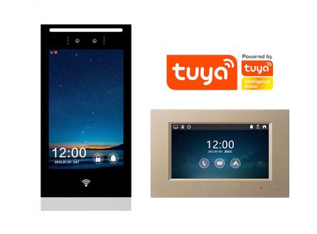 養老院福利院社區人臉識別可視對講門禁聯動開鎖一鍵呼叫視頻對講tuya涂鴉智能H8+P7008