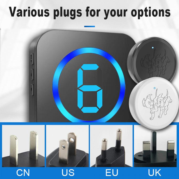 LED數(shù)顯多防區(qū)寵物觸摸門(mén)鈴套裝跨境防水無(wú)線老人SOS呼叫求助按鈕 交流供電門(mén)鈴 第5張